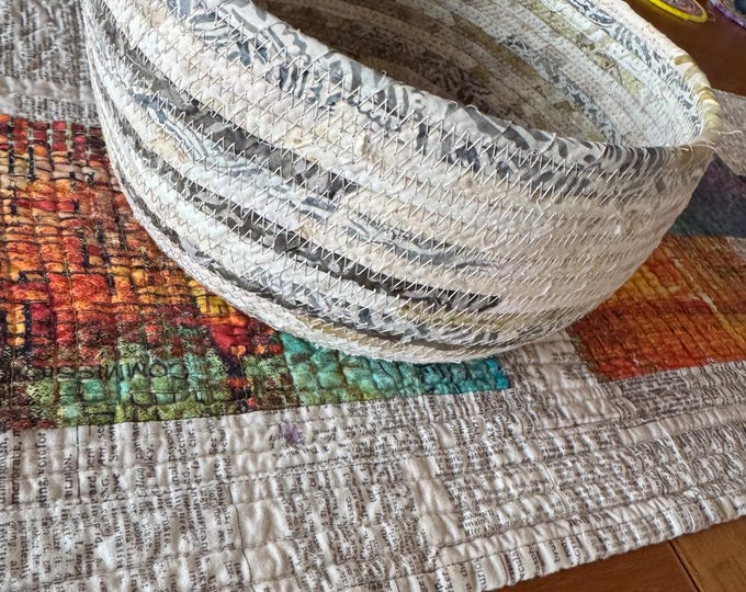 Ivory and Earthtone Medium-Size Clothesline Basket