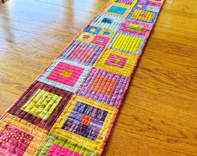 Table Runner/Wall Hanging in Bright Colorful Batik Fabrics