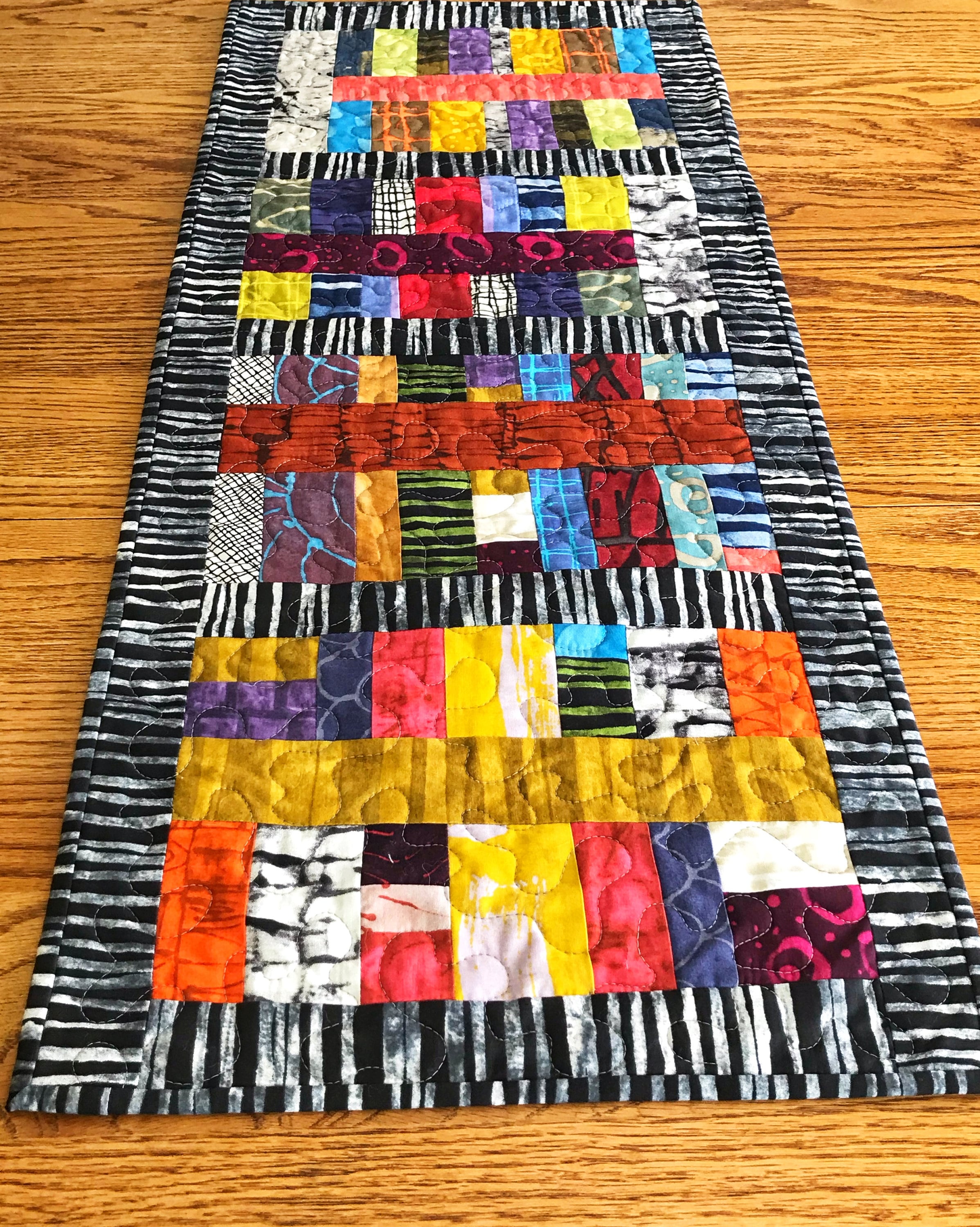 Handmade Quilted Table Runner with Marcia Derse Fabrics
