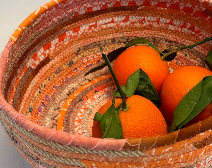 Orange and White Fabric Basket
