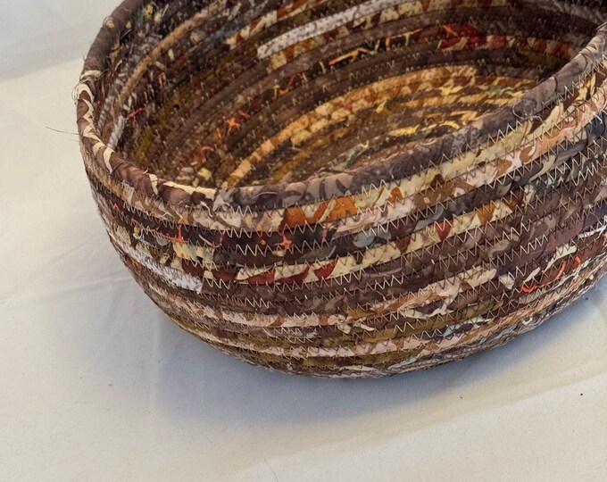 Dark Brown and Beige Batik Fabric Basket