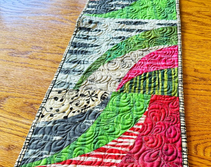 Red and Green Table Runner/Wall Hanging in Marcia Derse Fabrics