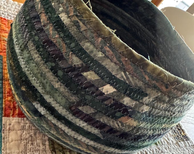 Medium Large Fabric Basket in Shades of Teal