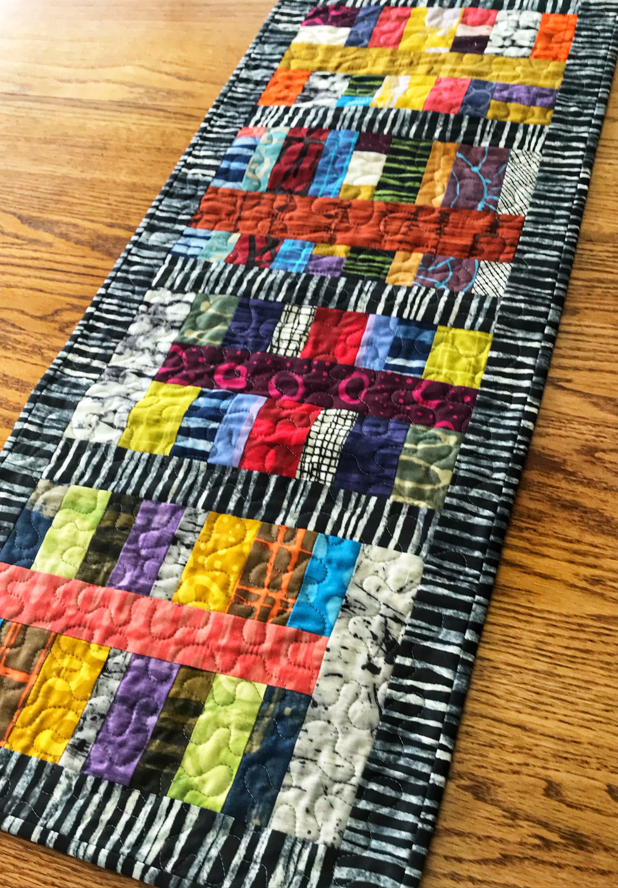 Handmade Quilted Table Runner with Marcia Derse Fabrics