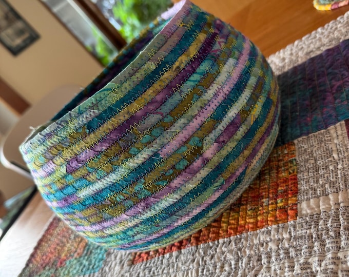 Turquoise and Purple Large Fabric Clothesline Basket