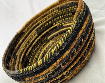 Fabric Basket in Black and Gold Asian Fabrics