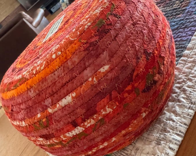 Large Fabric Basket in Shades of Red and Orange