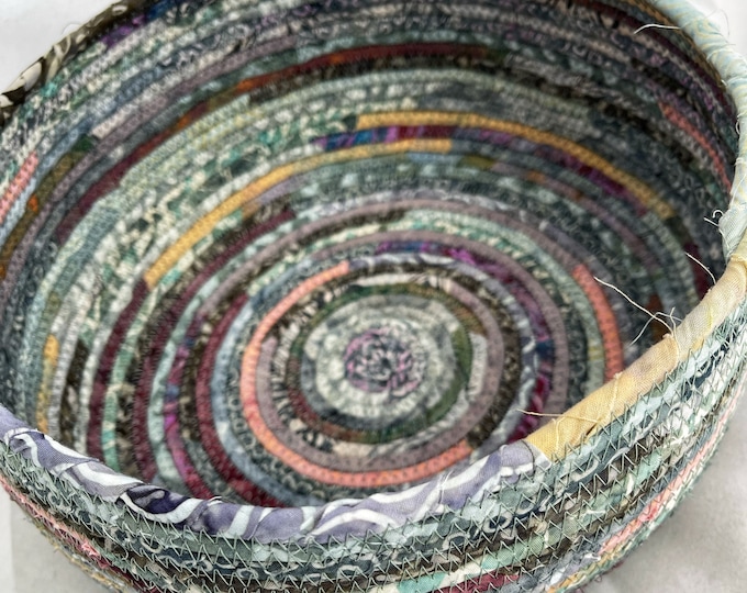 Light Green, Light Blue Medium-Sized Fabric Basket
