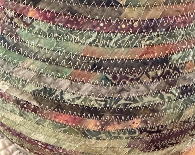 Large Handmade Fabric Basket in Shades of Green