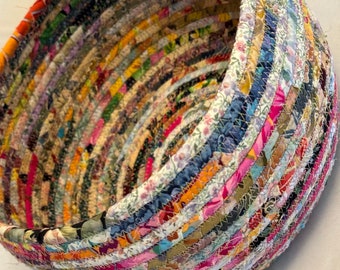 Large Floral Fabric Clothesline Basket
