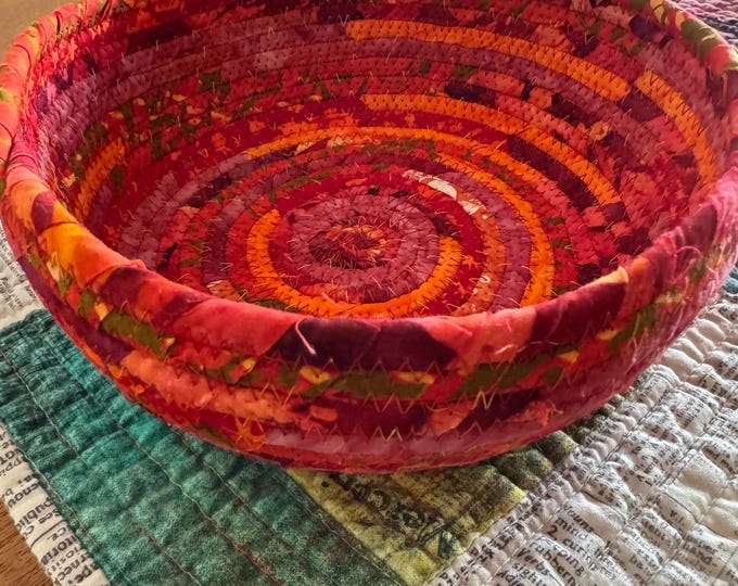 Small Fabric Basket in Shades of Red and Orange