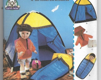 Simplicity 5679 18/" Girl Doll Clothes Pattern Camping Tent Sleeping Bag Uncut
