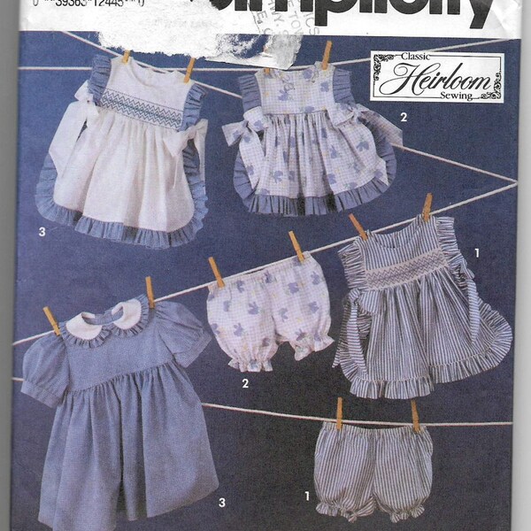 Uncut, Toddler Size 2-4, Sewing Pattern, Simplicity 7809, Child's Heirloom Dress, Oliver Goodin, Smock Smocking, Ruffles, Pinafore, Panties