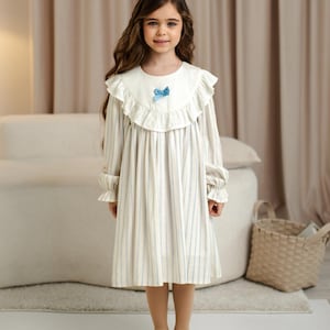 Handmade Linen Girl Dress: Long Sleeve Ruffle Toddler Outfit