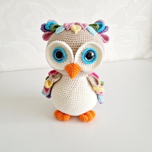 Handmade Crochet Owl Plush: Amigurumi Stuffed Animal Toy