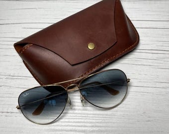 Leather Glasses Case | Slim Eyeglass Sleeve | Snap Closure Sunglasses Pouch | Handmade Minimal Gift