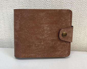 Handmade Leather Bifold Wallet for Men, Italian Veg Tan Wallet, Coin Pocket, Minimalist Gift, Brown Ebano Purse