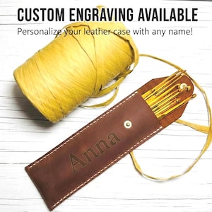 Personalized Leather Crochet Hook Case | Handmade Hook & Needle Organizer | Gift for Crocheter and Knitter