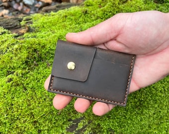 Minimalist Leather Wallet – Slim Handmade Card Holder for Men & Women, Personalized Gift