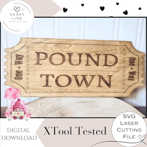 Pound Town Ticket Voucher SVG, file SVG di San Valentino divertente tagliato al laser, file di taglio laser digitale, regalo di coppia SVG