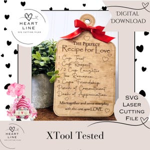 Recipe For Love Cutting Board SVG, Laser Cutting File, Laser Cut, Digital  Download File, Recipe For Love, Instant Download, Valentines SVG