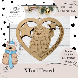 My First Christmas Mouse Hanging Ornament ~ SVG Laser Cut File ~ Digital Download ~ My First Christmas SVG ~ New Baby SVG