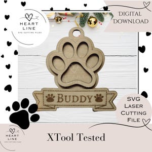 Paw Ornament ~ SVG Laser Cut File ~ Digital Download ~ Pets Christmas ~ Pet SVG ~ Christmas SVG ~ Pet Christmas Laser ~ Crafts