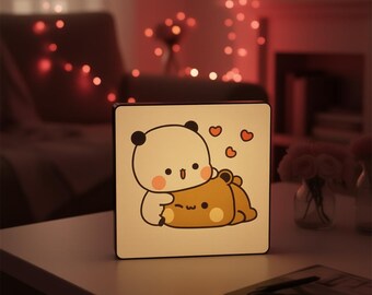 NAVESO Bubu Dudu Luce Notturna per Bambini, Lampada Panda Silicone, Luce Notturna Bambini in Silicone Panda, Lampada Touch da Comodino Bambiniper Bambino e Neonati Deco Cameretta, 3 Modalità di Luce