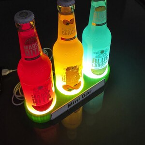 Mini Bar Lamp for 3 33ml Bottles | Unique LED Mood Lamp for Man Cave and Home Bar Decoration | Modern Gift for Men