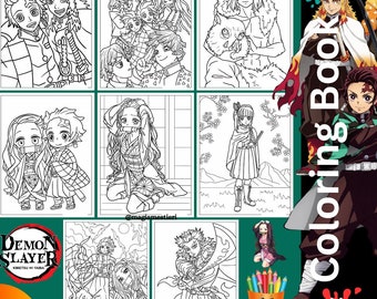 Anime Coloring Pages, Demon Slayer Coloring Sheets, 51 Pages, Trending Anime Art, Coloring Manga, Unique Printable Pages, Anime Illustration