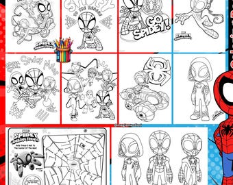 Spidey & his Amazing Friends Coloring Pages, 35 Sheets, Printable Superhero Pages, Coloring Book, Digital Art, Spidey Party Activity, Spidey