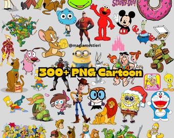 Pacote de PNGs de desenhos animados, 300 PNGs, Clipart, Silhueta de desenho animado, PNG de desenho animado vintage, Personagem de desenho animado, Arte digital, SVG