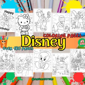 180 Bundle Cartoon Coloring Pages, Trendy Digital Sheets, Coloring Pages for kids, Birthday Coloring, Printable Sheets, Animated Cartoon Art