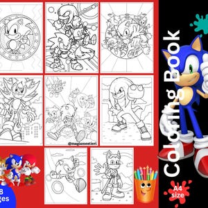 Sonic Coloring Pages, 68 sheets, Coloring Book, Printable Art, Coloring pages for kids, Sonic Art, Printable Activity, Digital Trendy Pages