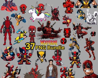 Deadpool & Wolverine 37 PNG Bundle / Deadpool PNG / Wolverine PNG / Adesivi supereroi / Clipart / Vettore digitale / Download immediato / Svg