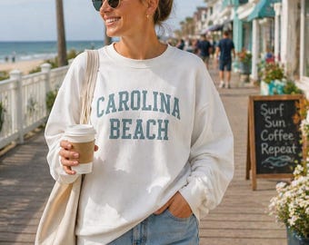 Sudadera de la Universidad de Carolina Beach / Estilo Campus Costero