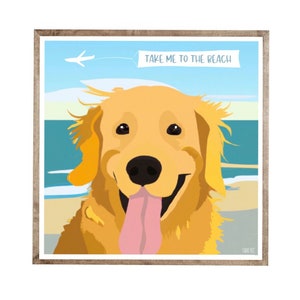 Golden Retriever Beach Print: Dog Lover Gift