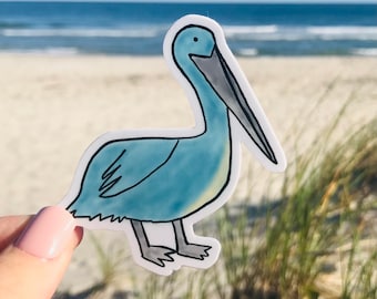 Blue Pelican Sticker: Waterproof Vinyl Decal (3x3 inch)