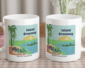 Island Greenway Carolina Beach Coffee Mug | Biking| Hiker Gift| Kure Beach NC| Souvenir| Cyclist Gift| North Carolina Trail| 11oz Tea Mug