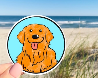 Golden Retriever Sticker: Waterproof Vinyl Decal for Laptop, Water Bottle