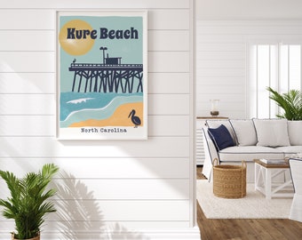 Kure Beach Pier Daytime Print | North Carolina Print| Beach Print | Ocean Print| East Coast Waves Print |Surf | Fishing Print |Ocean|Coast