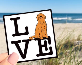 Golden Retriever Love Sticker: Waterproof Vinyl Dog Decal