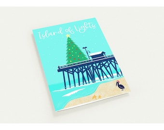 Island of Lights Christmas Cards | Beachtown Pier, Festive Tree, Pelican (10 Pack)