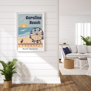 Carolina Beach Print | North Carolina Print| Ferris Wheel Print | Ocean Print| Waves| Surf | Carnival Print |Travel Poster |East Cost|NC FUN