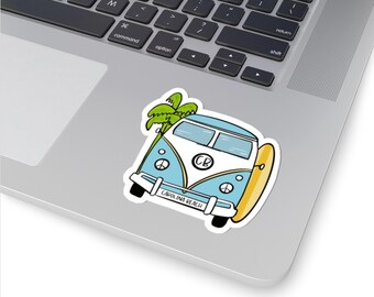 Carolina Beach Travel Van Sticker, Vintage Surf Van Decal