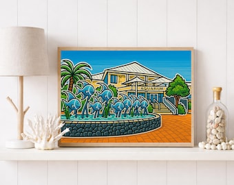 Fort Fisher Aquarium Coastal Art Print: Nautical Fish Decor - SHIPS FREE