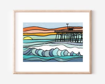 Ocean Sunset Pier Print: Kure Beach NC Coastal Art