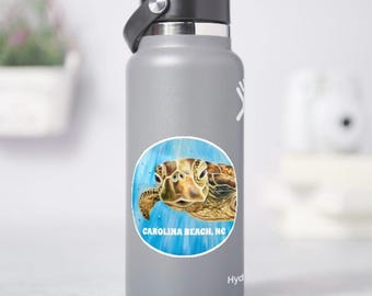 Carolina Beach Sea Turtle Sticker: Waterproof Vinyl Decal