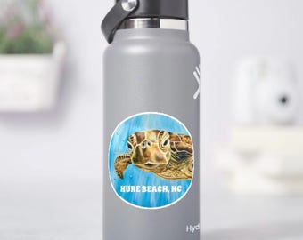 Kure Beach Sea Turtle Sticker: Waterproof Vinyl Decal