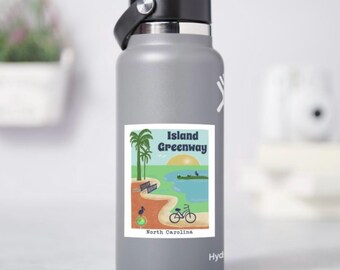 Island Greenway Travel Poster Sticker: Waterproof Vinyl Decal